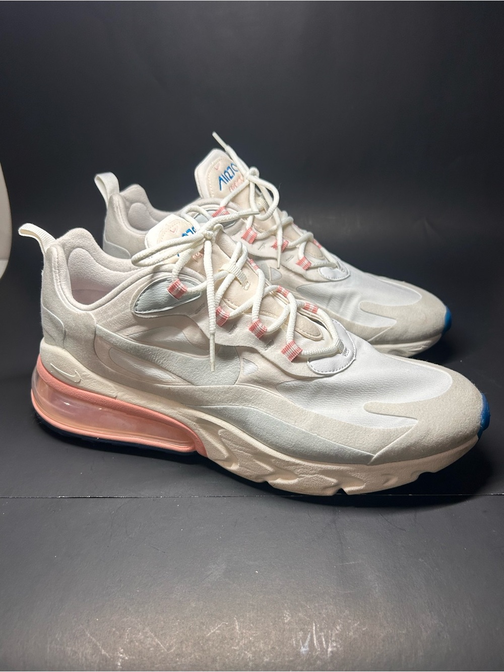 Nike Air Max 270 React Women’s White Pink Blue Sneakers Size 11 AT6174-100